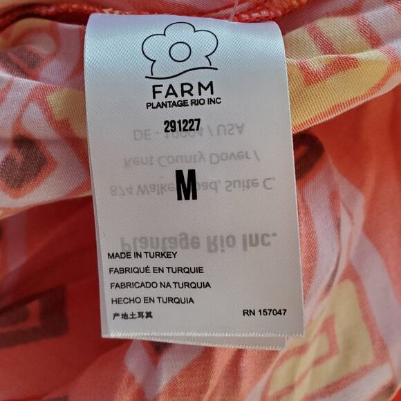 Farm Rio Tiki Bananas Scarf Long Sleeve Mini Romper Red Latinx Size Medium - Picture 10 of 12